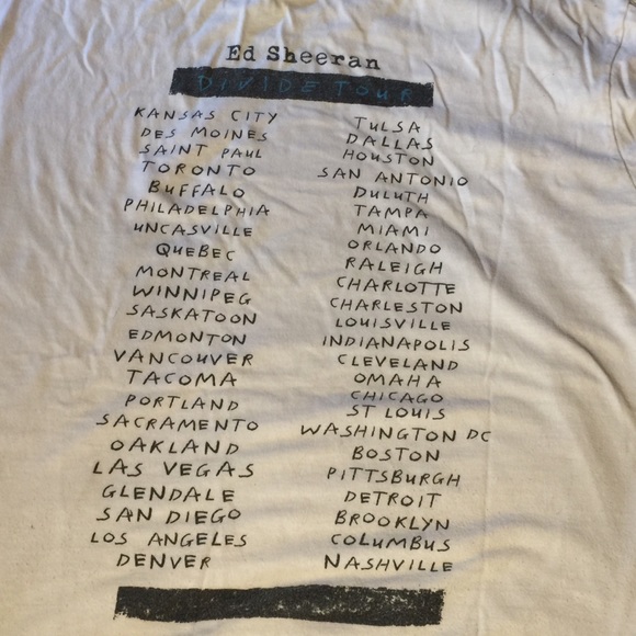 Ed Sheeran 2017 Divide Tour XL White T-Shirt - Picture 6 of 8